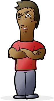 cartoon annoyed man with folded arms vector
