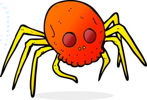 cartoon spooky halloween skull spider vector