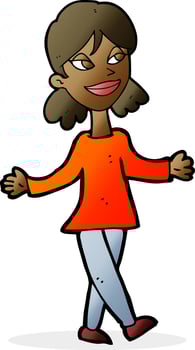 cartoon woman with no worries vector