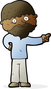 cartoon bearded man pointing vector