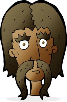 cartoon man with long mustache vector