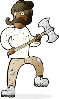 cartoon man with axe vector