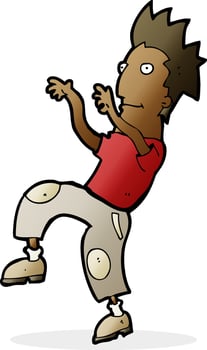 cartoon happy man doing funny dance vector