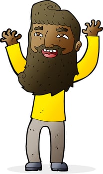 cartoon happy bearded man waving arms vector