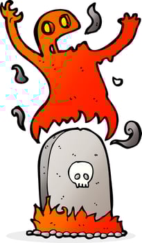 cartoon ghost rising from grave vector