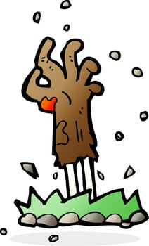 cartoon zombie hand rising from ground vector