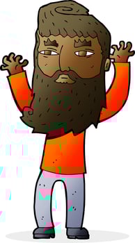 cartoon bearded man waving arms vector