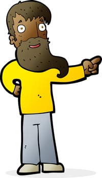 cartoon man with beard pointing vector