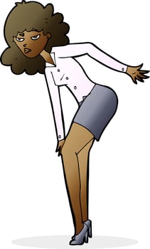 cartoon annoyed woman rubbing knee vector