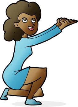 cartoon woman presentation gesture vector