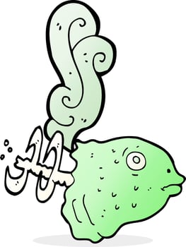 cartoon smelly old fish head vector