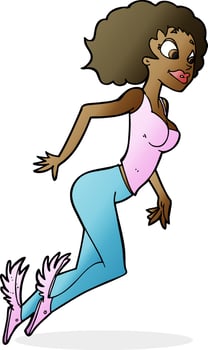 cartoon flying woman vector