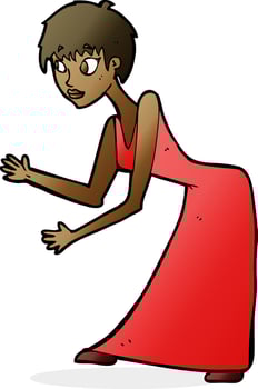 cartoon woman in dress gesturing vector