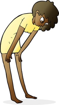 cartoon woman looking at her feet vector
