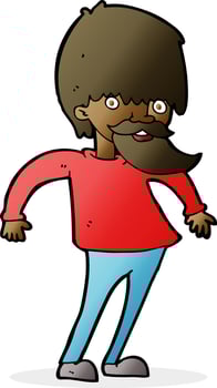 cartoon bearded man shrugging shoulders vector