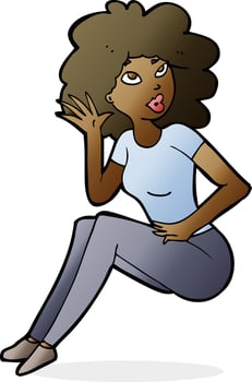 cartoon woman listening vector