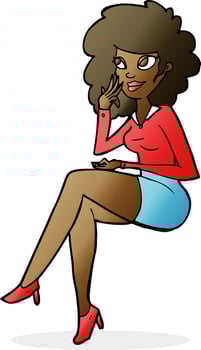 cartoon office woman sitting vector