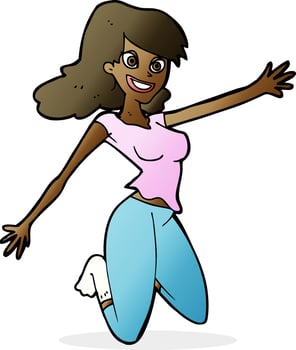 cartoon jumping woman vector