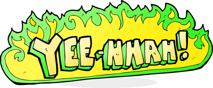 doodle yee hah cartoon vector