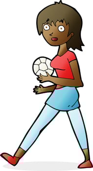 cartoon soccer girl vector