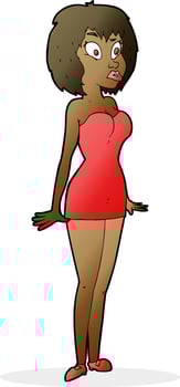 cartoon surprised woman in short dress vector