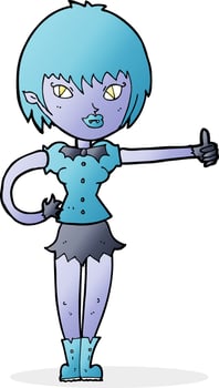 cartoon vampire girl giving thumbs up sign vector