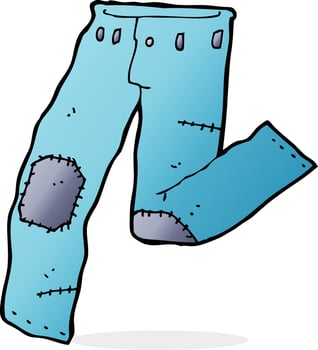 cartoon patched old jeans vector