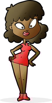 cartoon woman with hands on hips vector