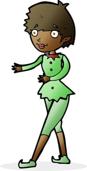 cartoon christmas elf woman vector