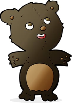 cartoon happy little black bear vector