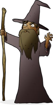 cartoon spooky wizard vector