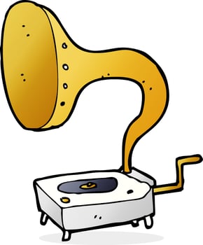 doodle cartoon gramophone vector