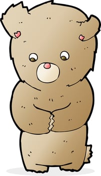 cartoon shy teddy bear vector