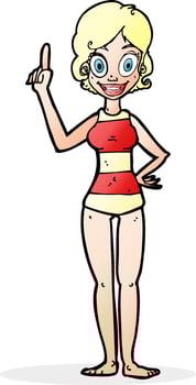 cartoon woman in striped swimsuit vector