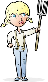 cartoon farmer girl vector