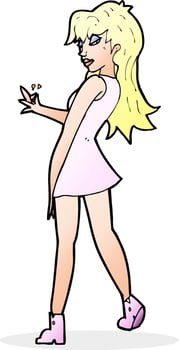cartoon woman posing in dress vector