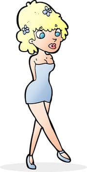 cartoon woman posing in dress vector