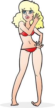cartoon pretty woman in bikini vector