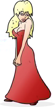 cartoon pretty woman in dress vector