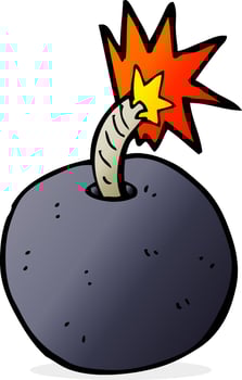cartoon burning bomb vector