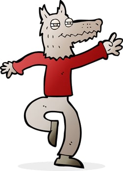 cartoon happy wolf man vector