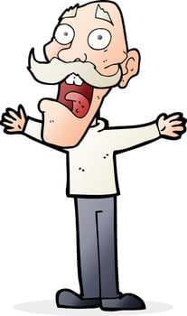 cartoon stressed old man vector