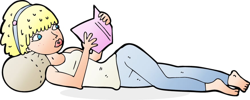 caroton pretty woman reading book vector