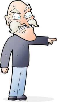 cartoon furious old man vector