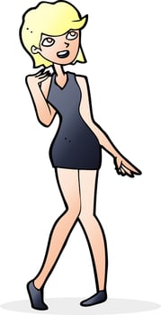 cartoon woman in cocktail dress vector
