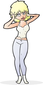 cartoon pretty woman vector