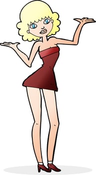 cartoon woman in cocktail dress vector
