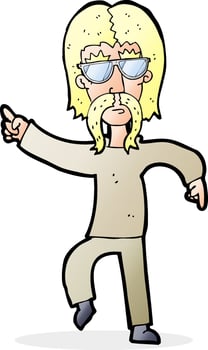 cartoon hippie man wearing glasses vector