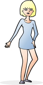 cartoon woman in dress vector