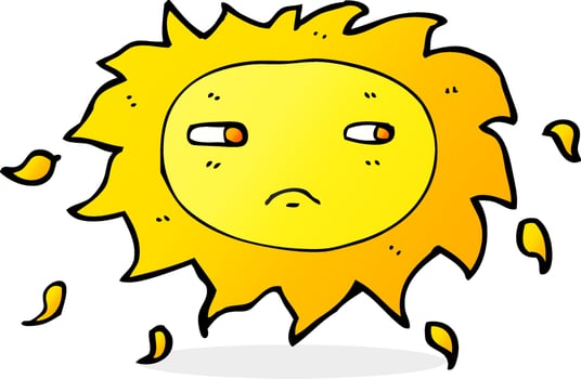cartoon sad sun vector